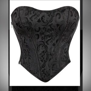 Chic Black Patterned Corset Bustier‎